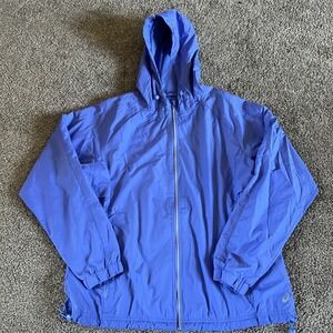 Asics Windbreaker Jacket Full Zip Hooded Womens Lightweight Purple Size‎ Medium